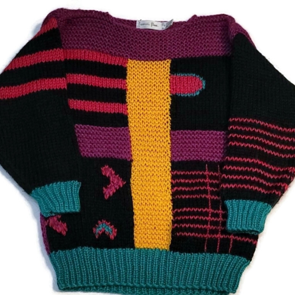 Vintage Marvin Bee knitted colorful sweater Med